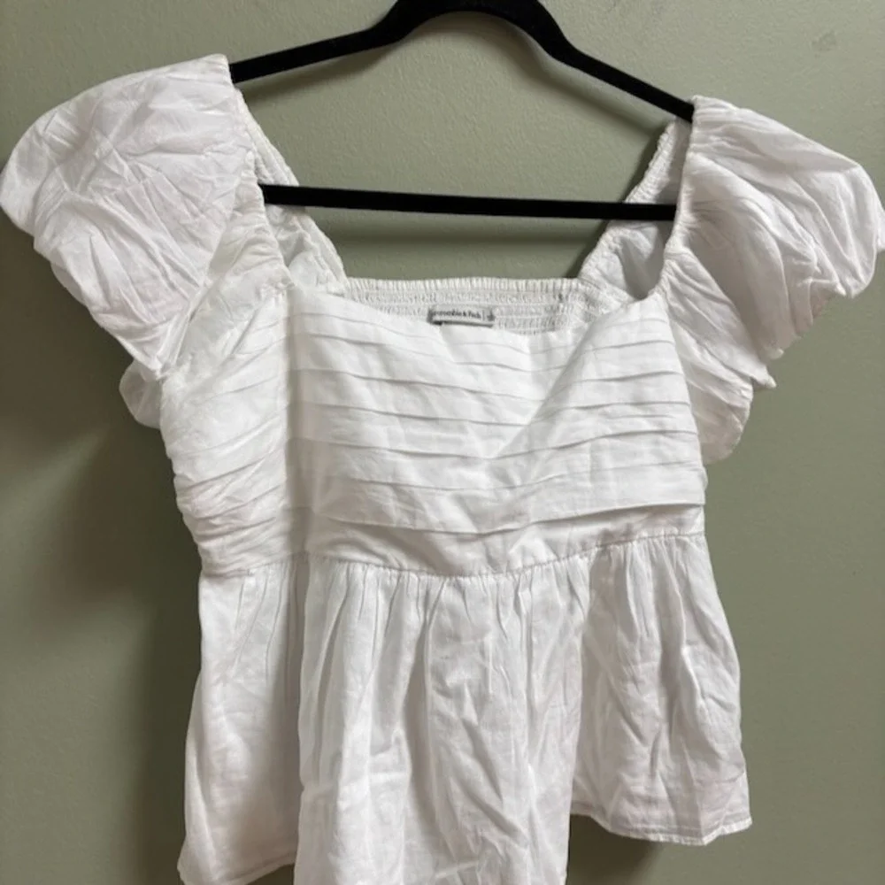 Abercrombie Fitch Womens Cottage Cotton Top Size L Milkmaid Coquette Fairy Boho